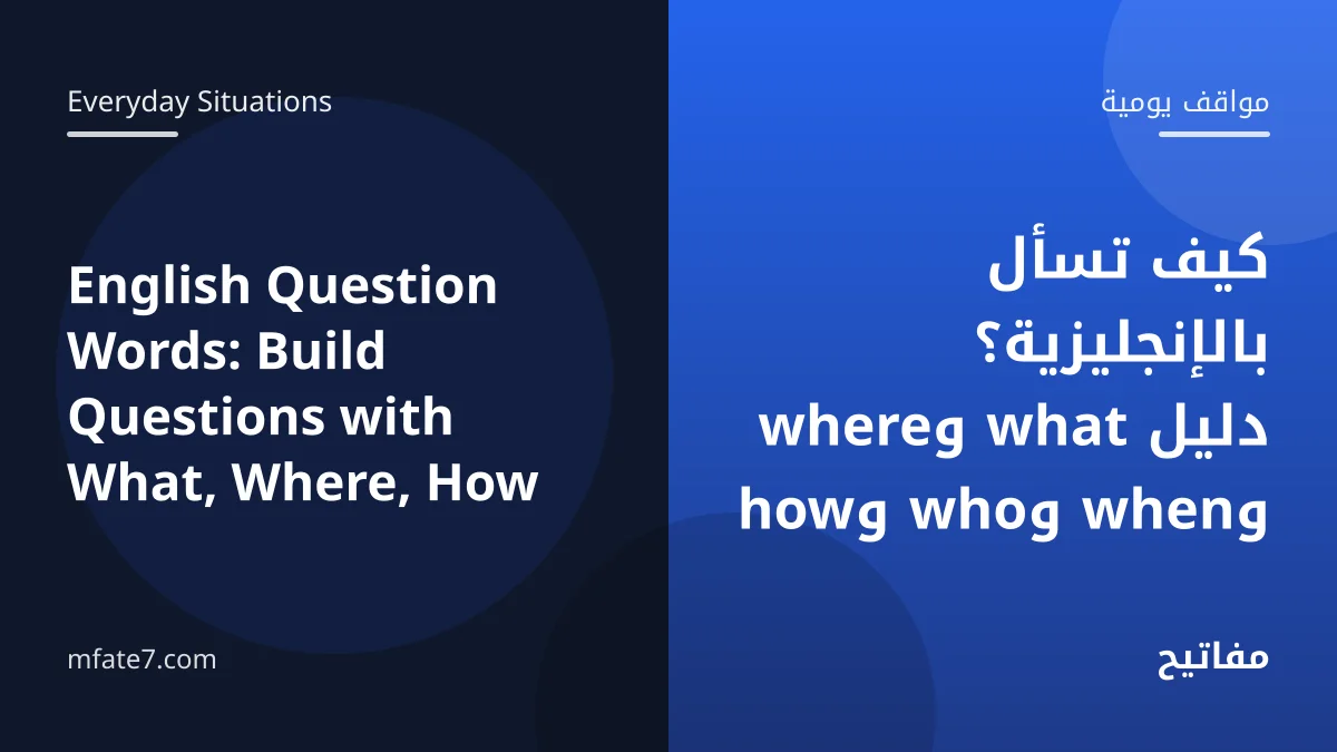 بانر المقال: كيف تسأل بالإنجليزية؟ دليل what وwhere وwhen وwho وhow