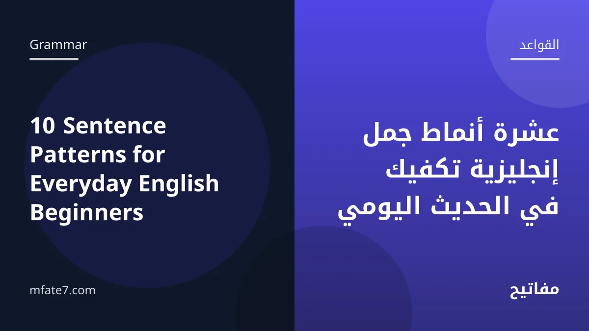 بانر المقال: عشرة أنماط جمل إنجليزية تكفيك في الحديث اليومي